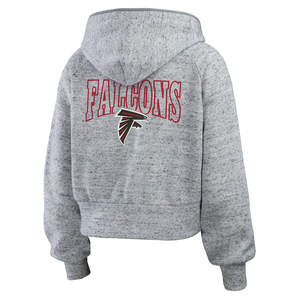 WEAR by Erin Andrews Women's Speckled Fleece Cropped Full-Zip Hoodie - Atlanta Falcons Hoodies