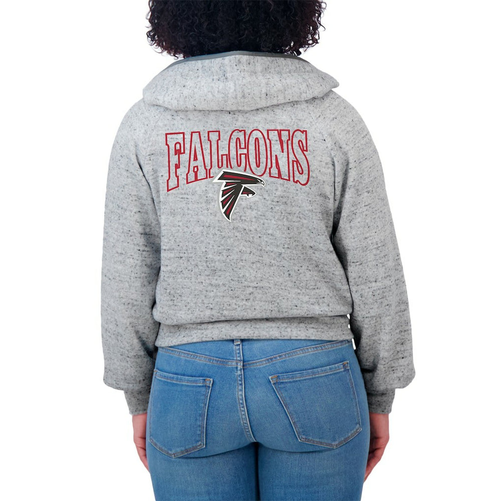 WEAR by Erin Andrews Women's Speckled Fleece Cropped Full-Zip Hoodie - Atlanta Falcons Hoodies