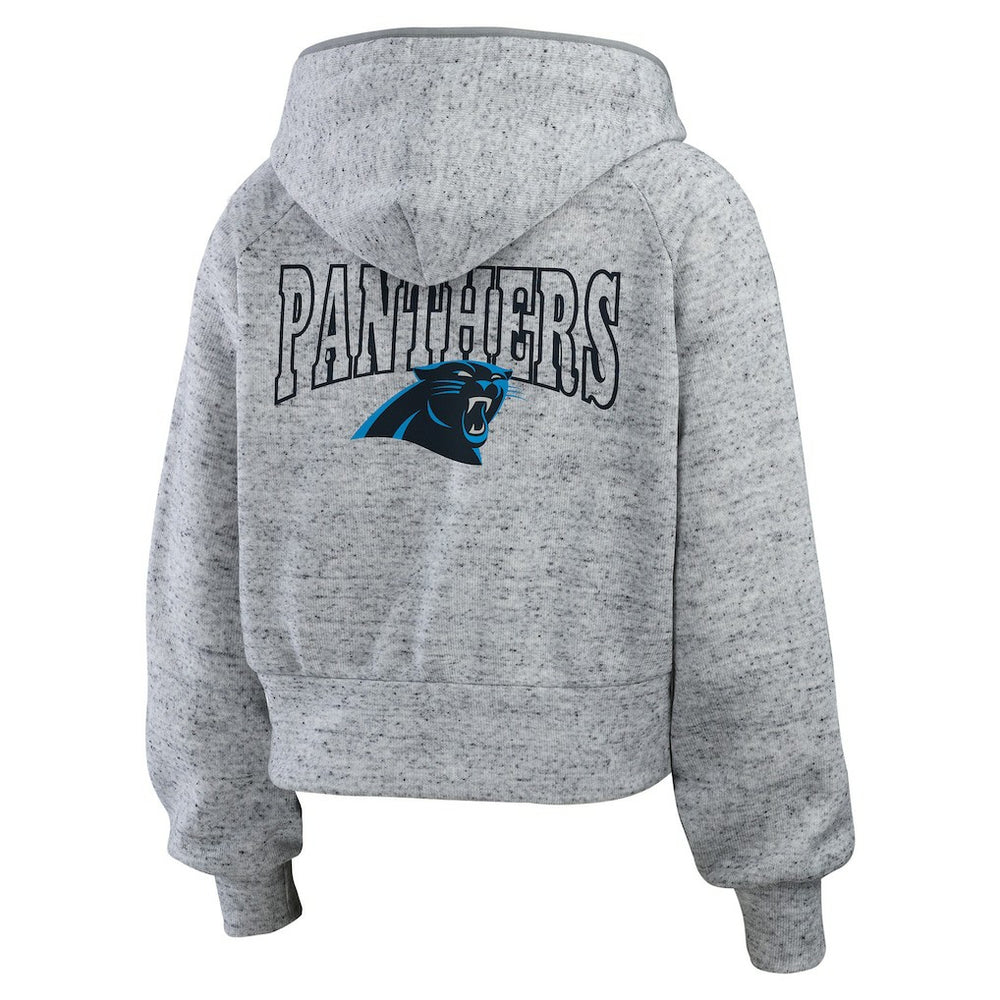 WEAR by Erin Andrews Women's Speckled Fleece Cropped Full-Zip Hoodie - Carolina Panthers Hoodies