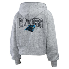 WEAR by Erin Andrews Women's Speckled Fleece Cropped Full-Zip Hoodie - Carolina Panthers Hoodies