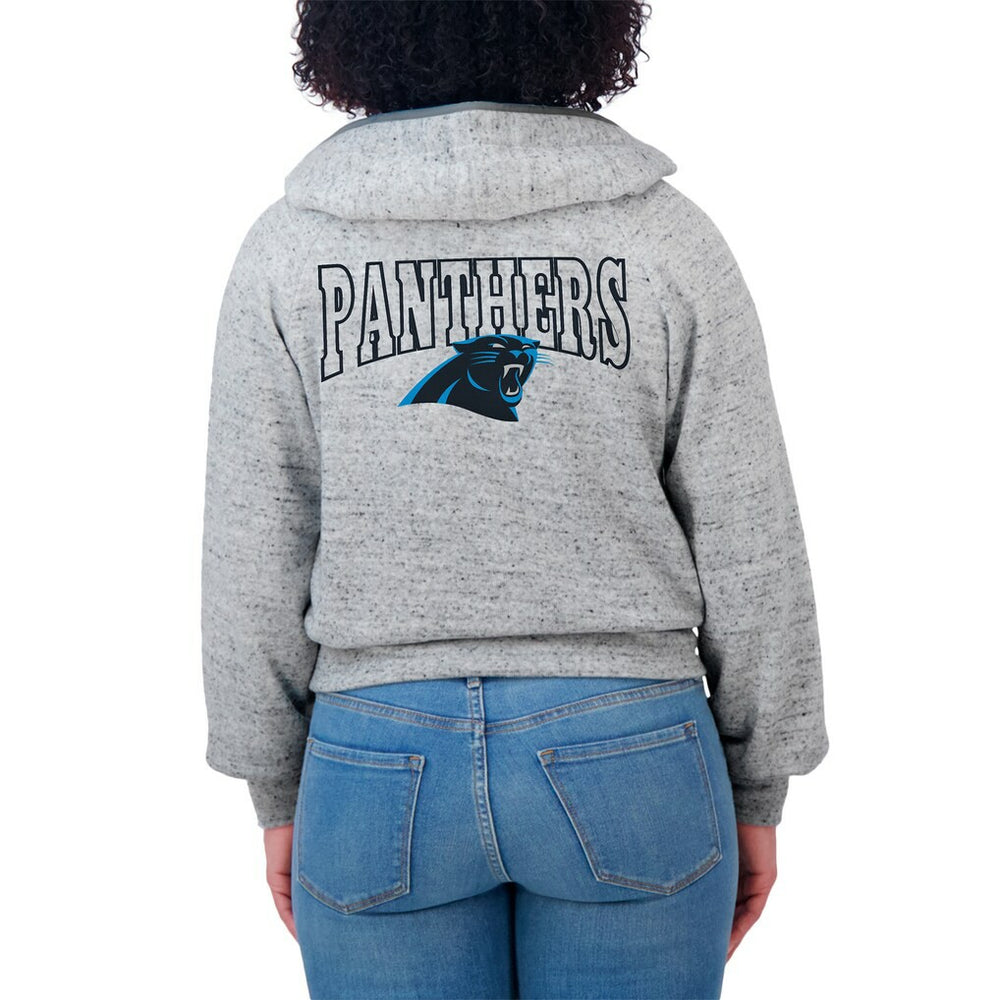 WEAR by Erin Andrews Women's Speckled Fleece Cropped Full-Zip Hoodie - Carolina Panthers Hoodies
