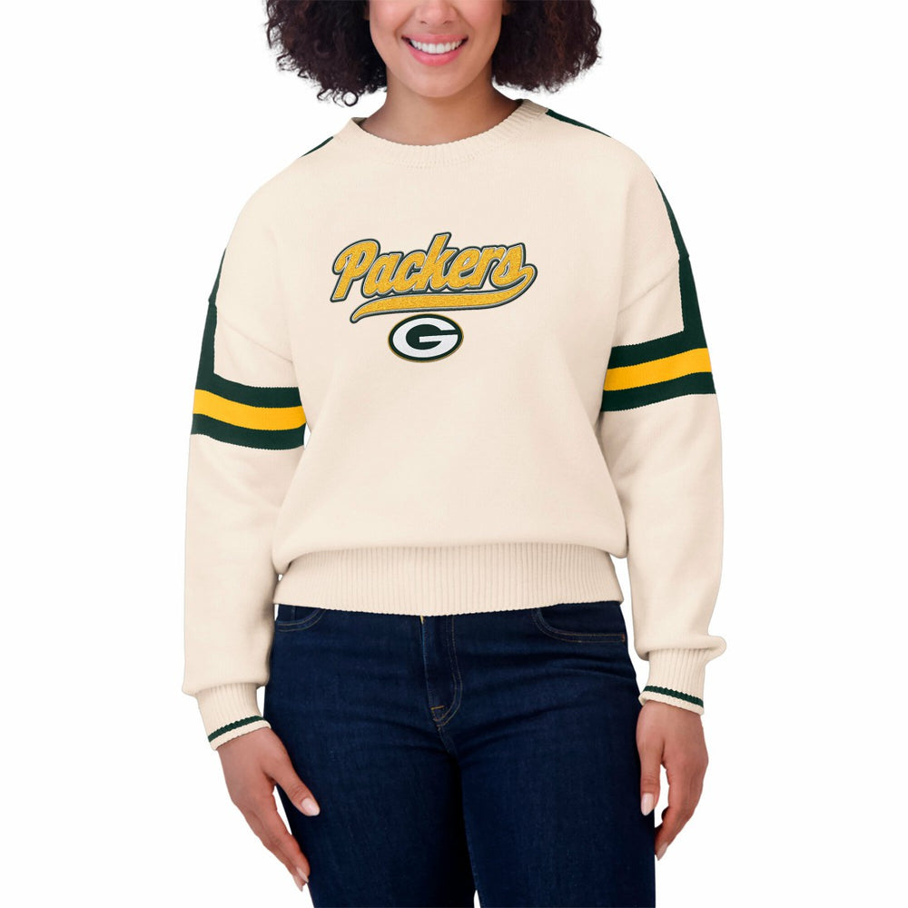 WEAR by Erin Andrews Women's Stripe Pullover Sweater - Green Bay Packers Pullover