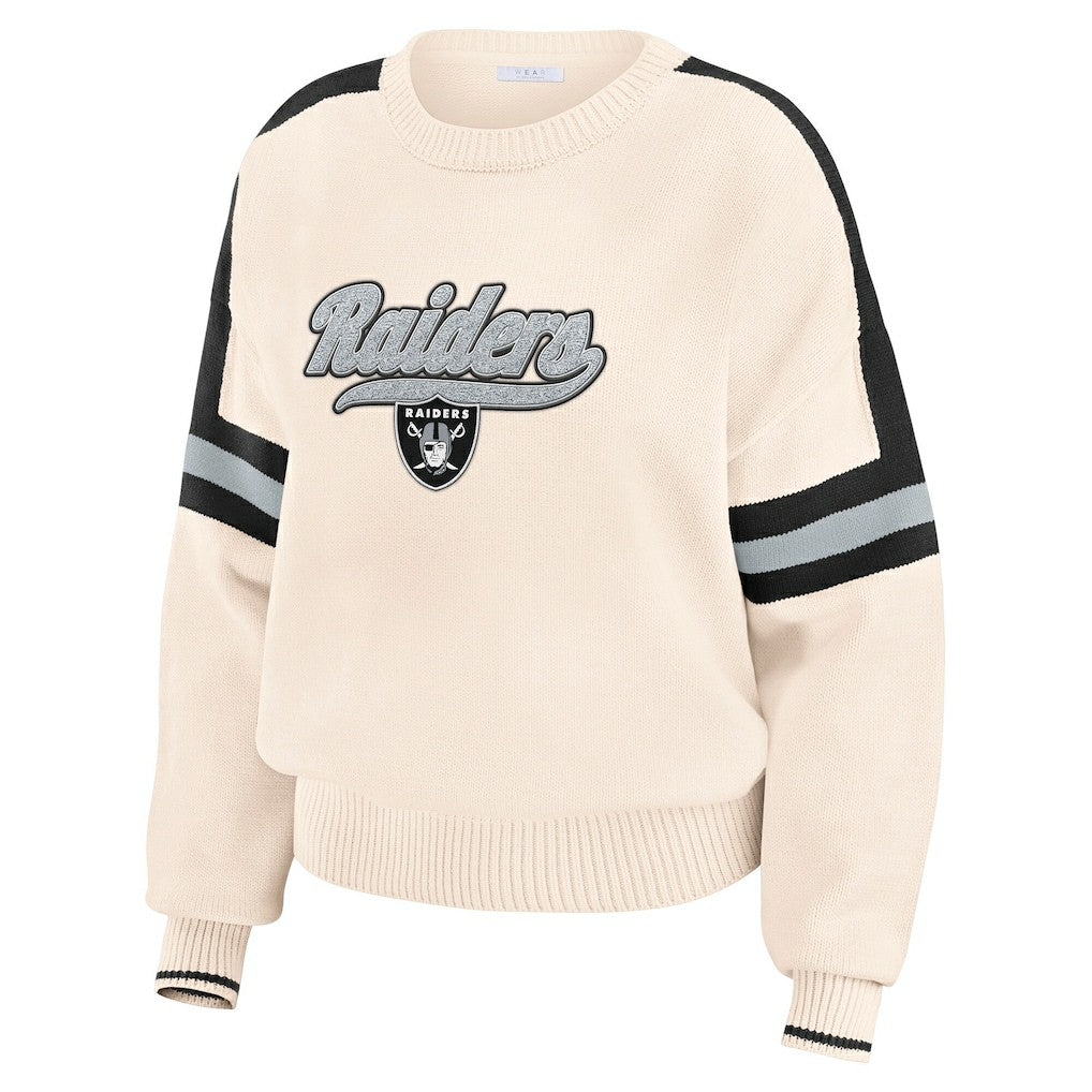 WEAR by Erin Andrews Women's Stripe Pullover Sweater - Las Vegas Raiders Pullover