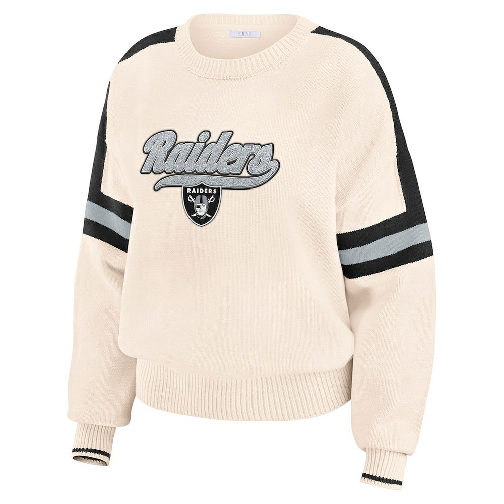 WEAR by Erin Andrews Women's Stripe Pullover Sweater - Las Vegas Raiders Pullover
