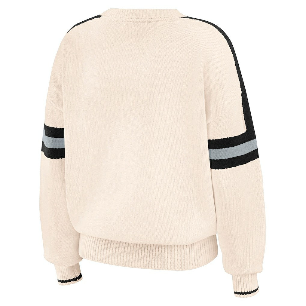 WEAR by Erin Andrews Women's Stripe Pullover Sweater - Las Vegas Raiders Pullover