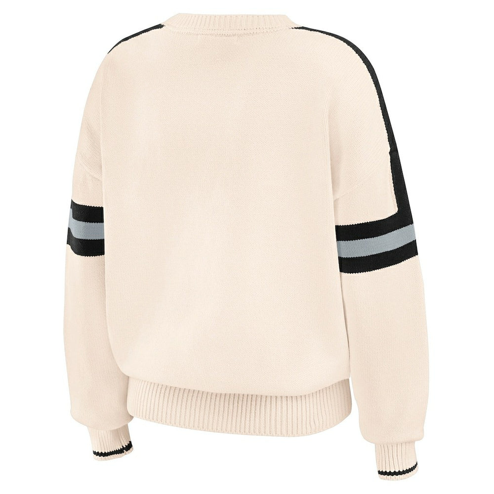 WEAR by Erin Andrews Women's Stripe Pullover Sweater - Las Vegas Raiders Pullover