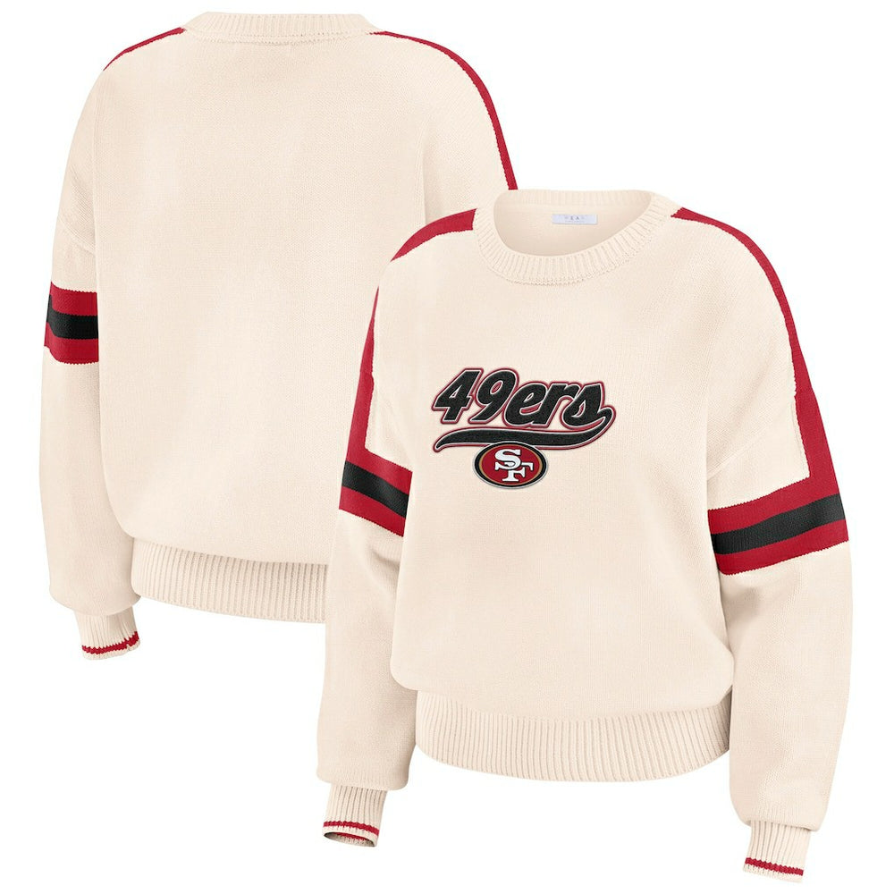WEAR by Erin Andrews Women's Stripe Pullover Sweater - San Francisco 49ers Pullover