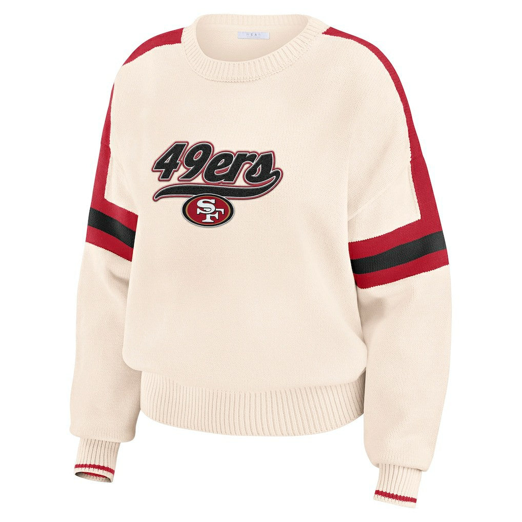 WEAR by Erin Andrews Women's Stripe Pullover Sweater - San Francisco 49ers Pullover