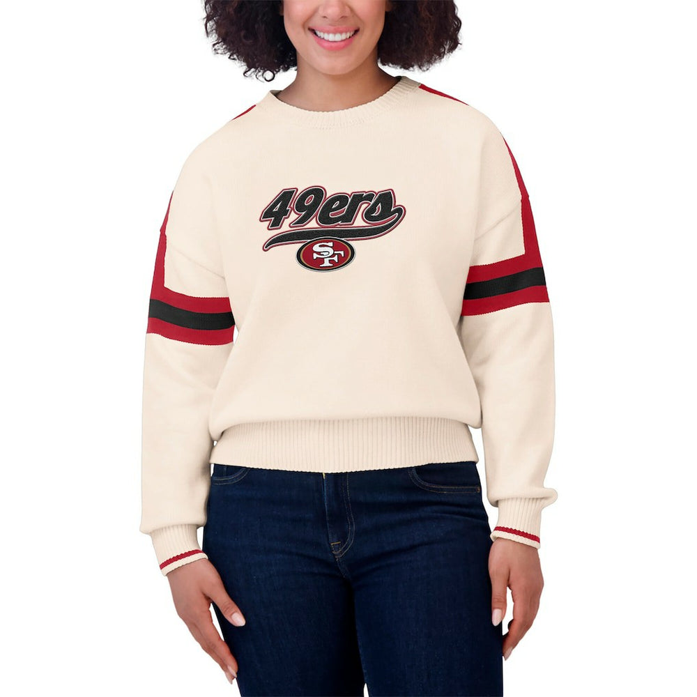 WEAR by Erin Andrews Women's Stripe Pullover Sweater - San Francisco 49ers Pullover