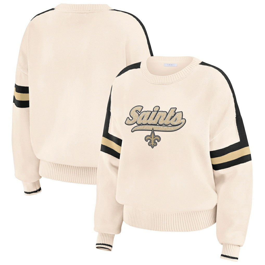 WEAR by Erin Andrews Women's Stripe Pullover Sweater - New Orleans Saints Pullover