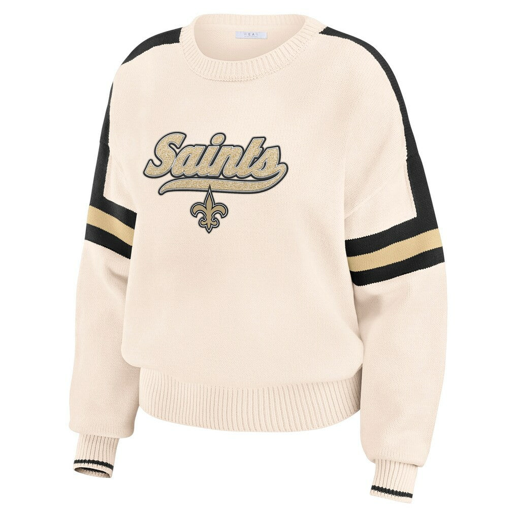 WEAR by Erin Andrews Women's Stripe Pullover Sweater - New Orleans Saints Pullover