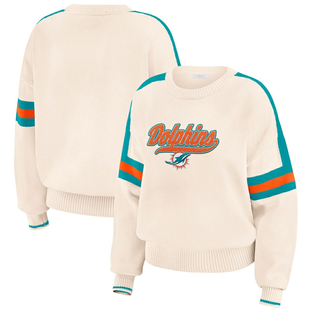 WEAR by Erin Andrews Women's Stripe Pullover Sweater - Miami Dolphins Pullover