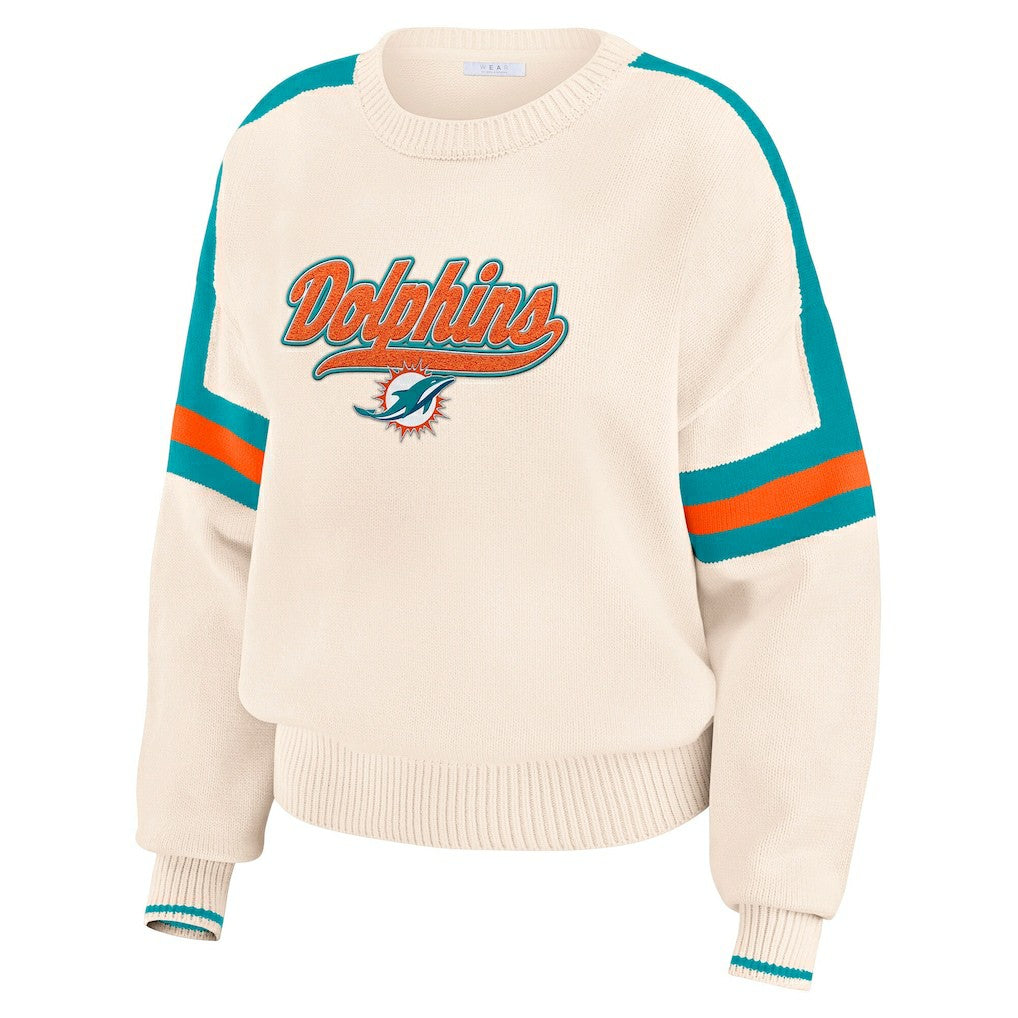 WEAR by Erin Andrews Women's Stripe Pullover Sweater - Miami Dolphins Pullover