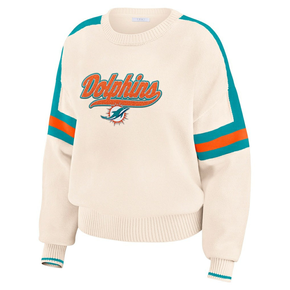 WEAR by Erin Andrews Women's Stripe Pullover Sweater - Miami Dolphins Pullover