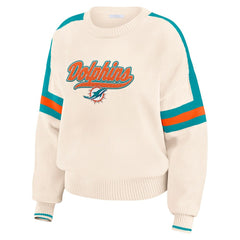 WEAR by Erin Andrews Women's Stripe Pullover Sweater - Miami Dolphins Pullover