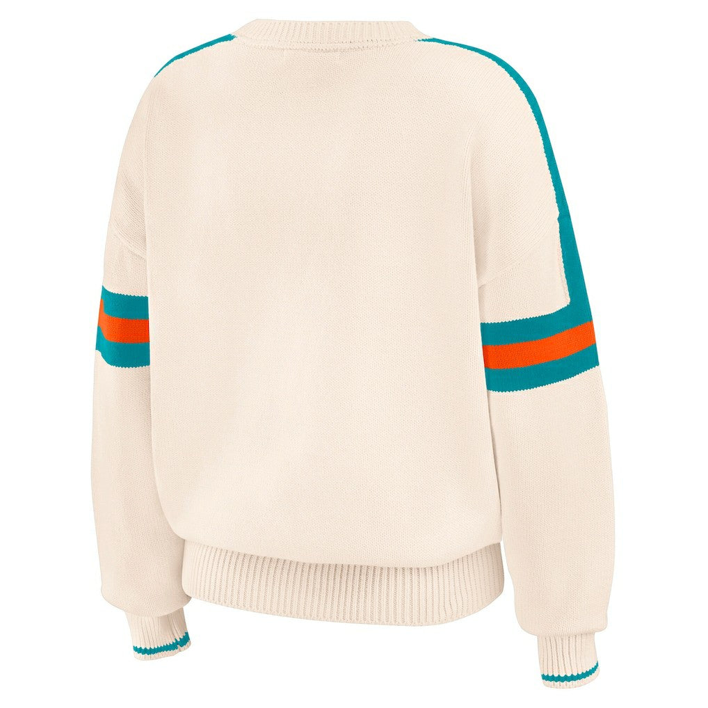 WEAR by Erin Andrews Women's Stripe Pullover Sweater - Miami Dolphins Pullover