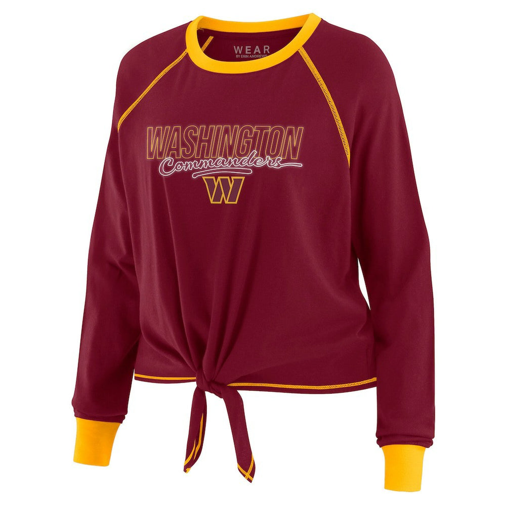 WEAR by Erin Andrews Women's Tie-Front Long Sleeve T-Shirt - Washington Commanders T-shirts