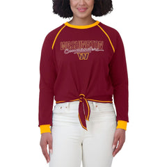 WEAR by Erin Andrews Women's Tie-Front Long Sleeve T-Shirt - Washington Commanders T-shirts