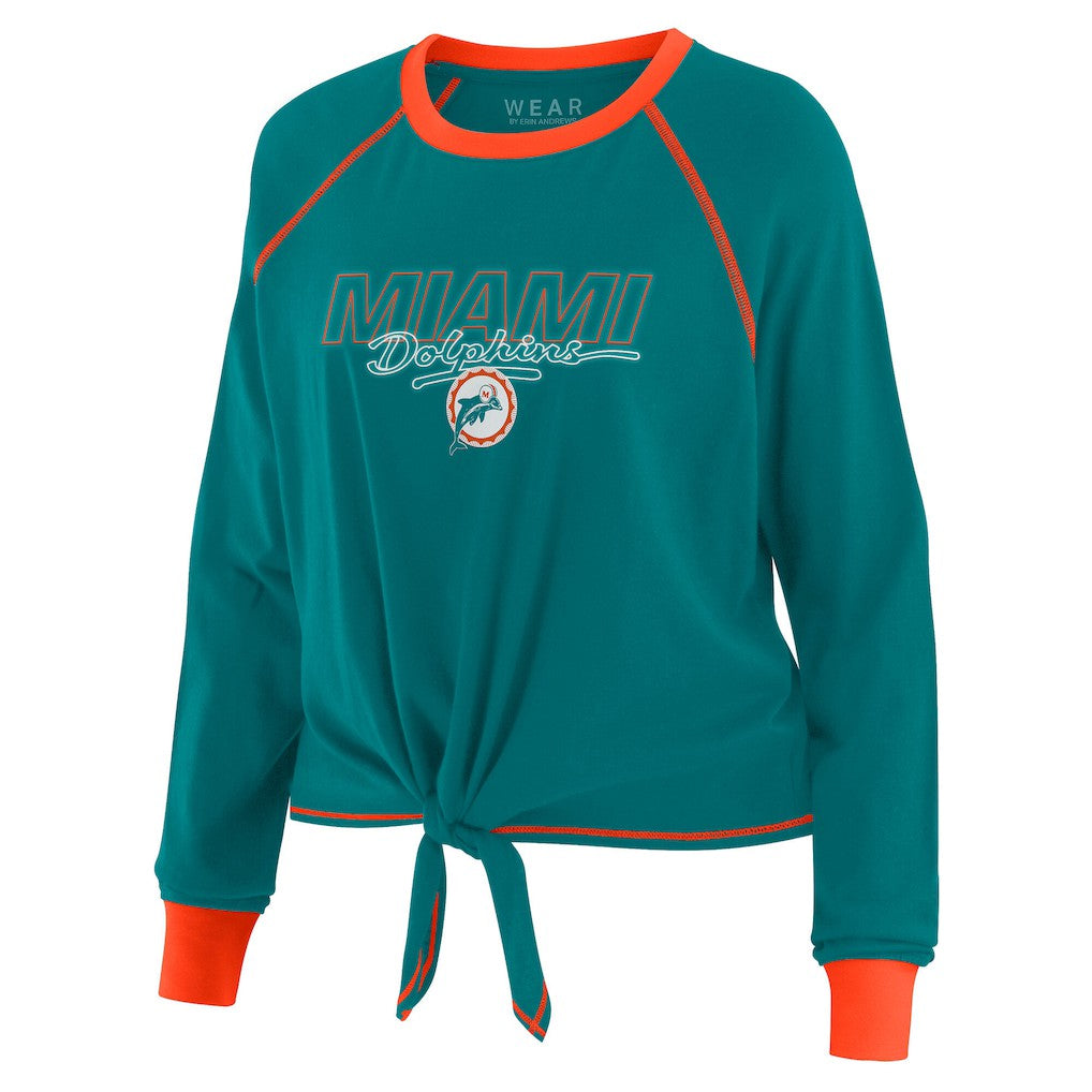 WEAR by Erin Andrews Women's Tie-Front Long Sleeve T-Shirt - Miami Dolphins T-shirts