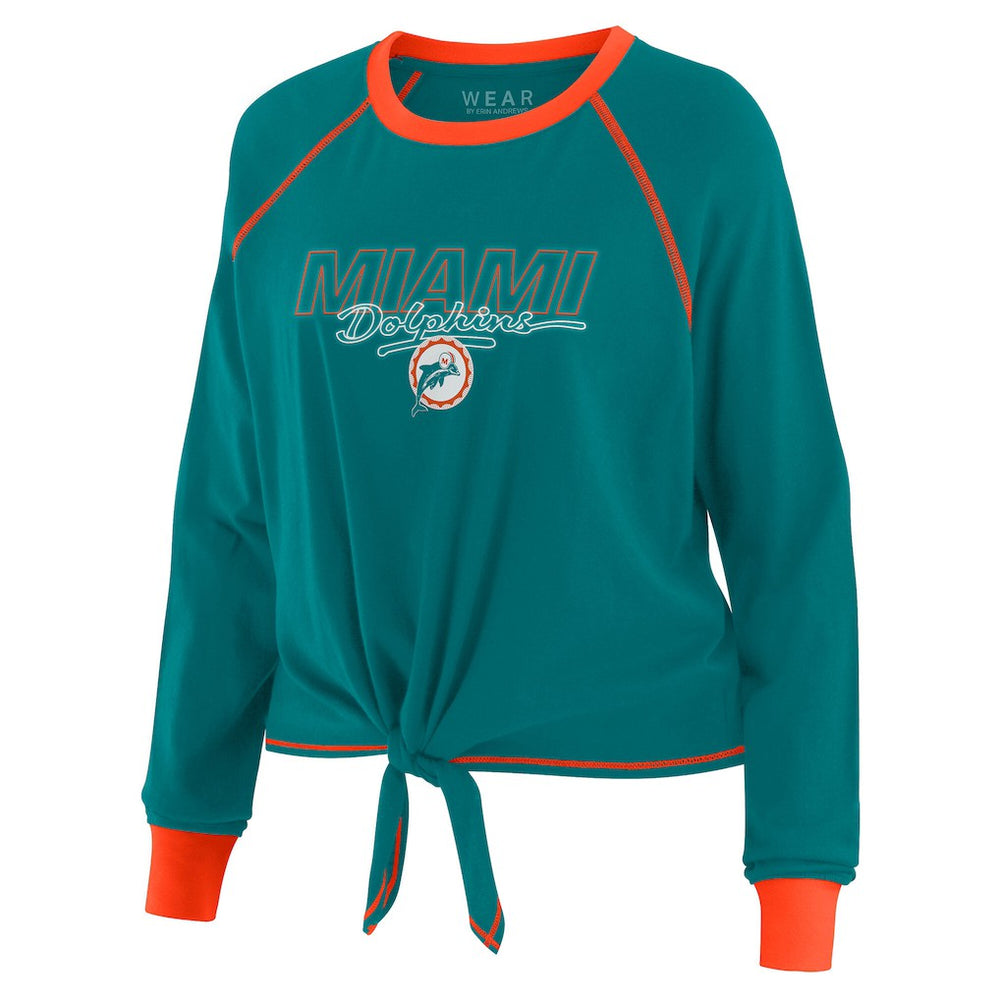 WEAR by Erin Andrews Women's Tie-Front Long Sleeve T-Shirt - Miami Dolphins T-shirts