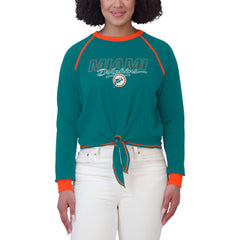 WEAR by Erin Andrews Women's Tie-Front Long Sleeve T-Shirt - Miami Dolphins T-shirts