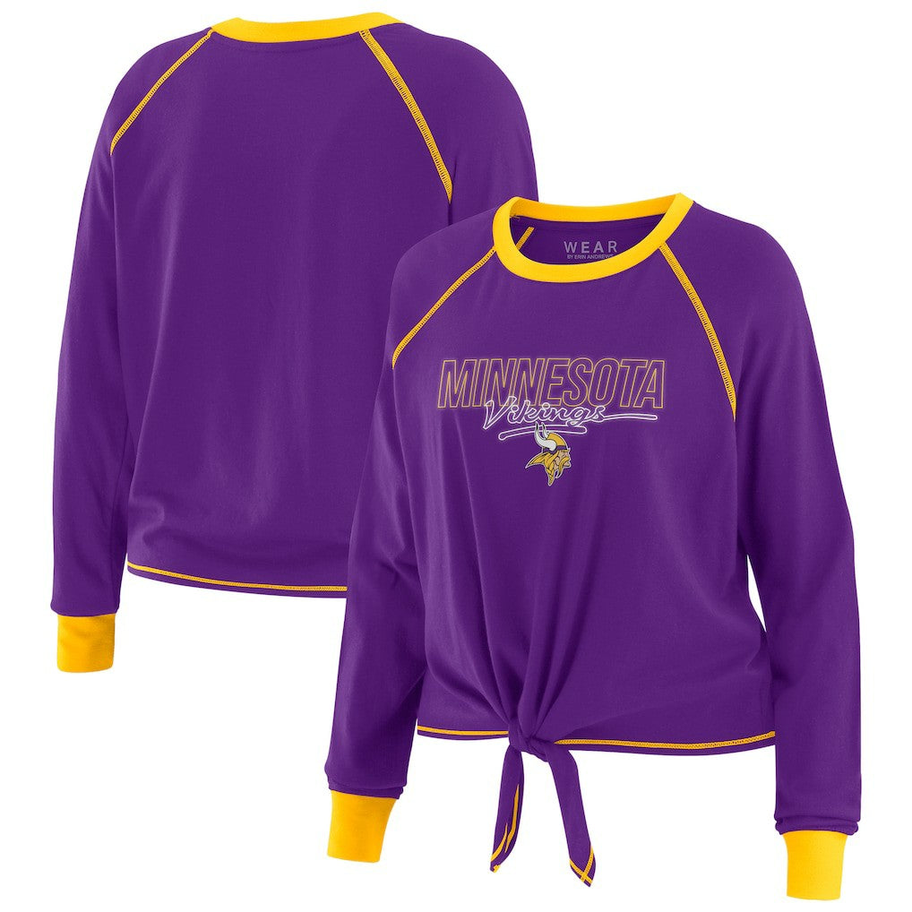 WEAR by Erin Andrews Women's Tie-Front Long Sleeve T-Shirt - Minnesota Vikings T-shirts
