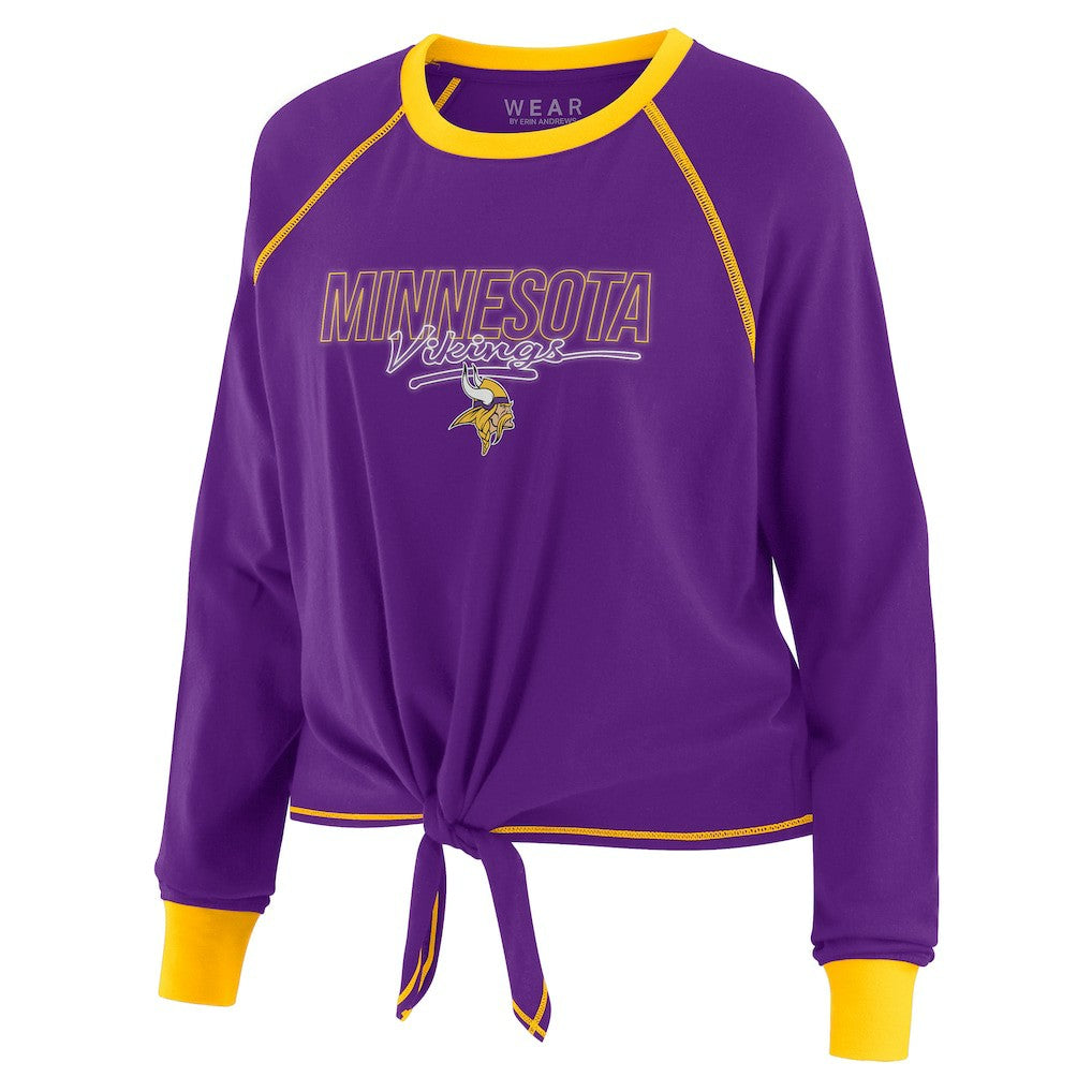 WEAR by Erin Andrews Women's Tie-Front Long Sleeve T-Shirt - Minnesota Vikings T-shirts