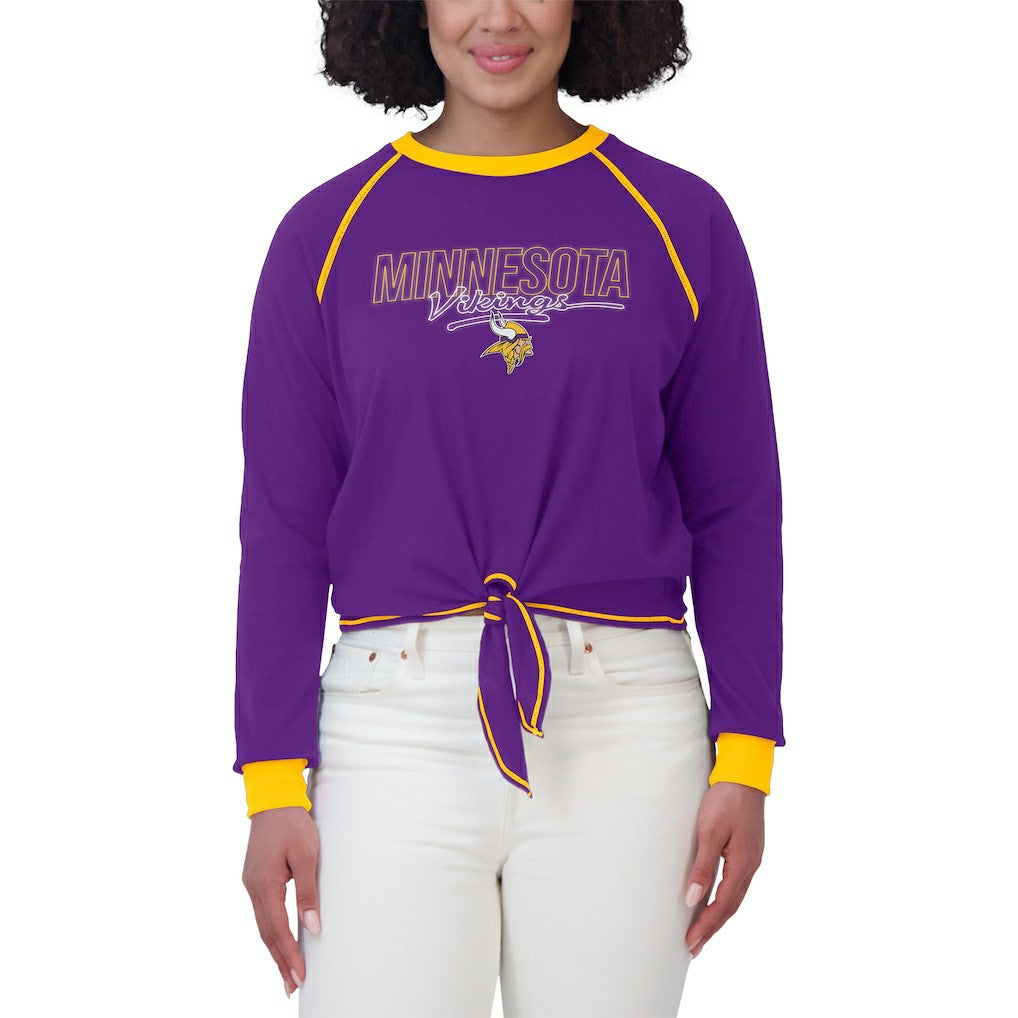 WEAR by Erin Andrews Women's Tie-Front Long Sleeve T-Shirt - Minnesota Vikings T-shirts