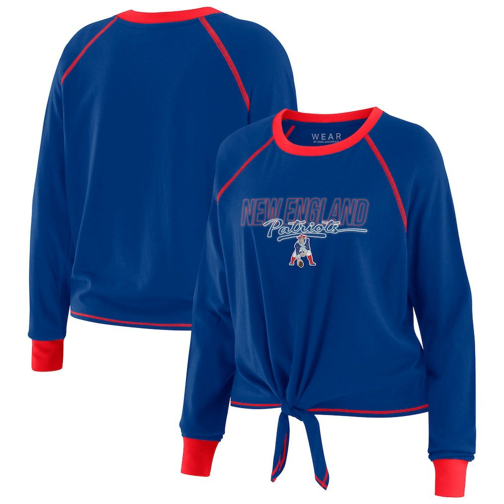 WEAR by Erin Andrews Women's Tie-Front Long Sleeve T-Shirt - New England Patriots T-shirts