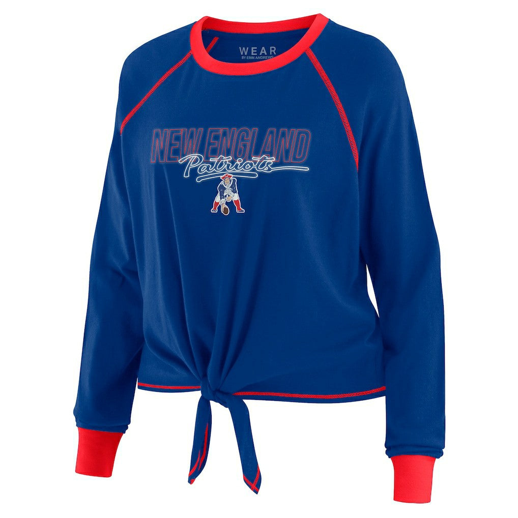 WEAR by Erin Andrews Women's Tie-Front Long Sleeve T-Shirt - New England Patriots T-shirts
