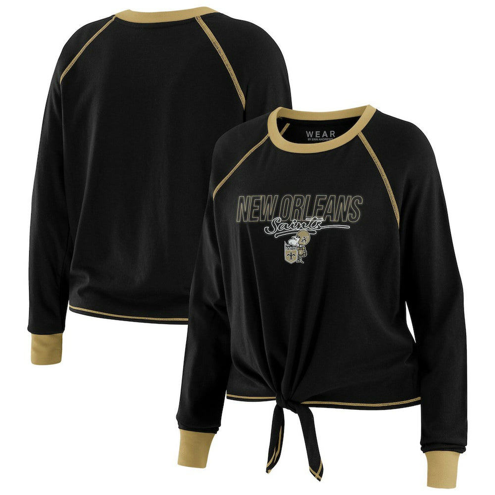 WEAR by Erin Andrews Women's Tie-Front Long Sleeve T-Shirt - New Orleans Saints T-shirts