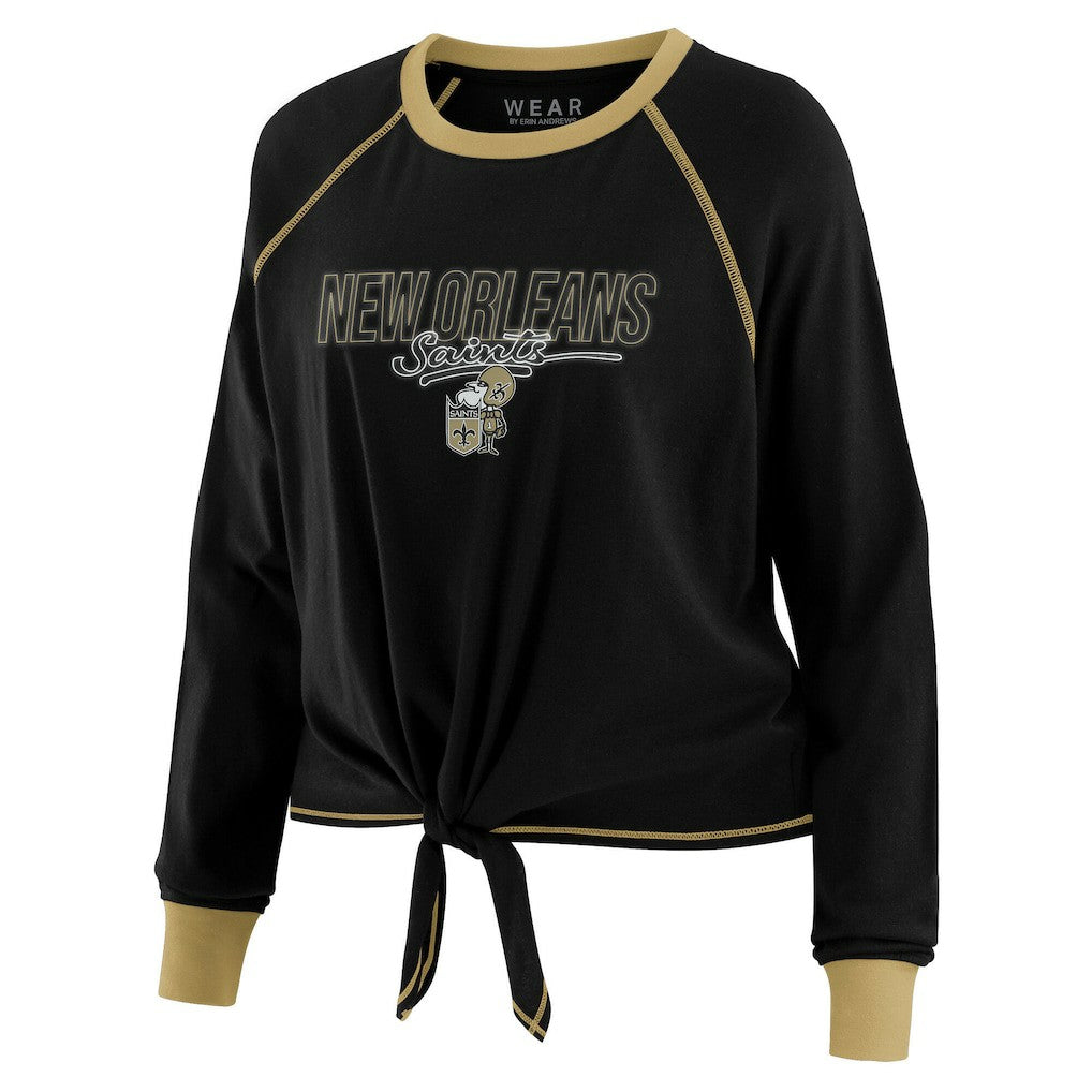 WEAR by Erin Andrews Women's Tie-Front Long Sleeve T-Shirt - New Orleans Saints T-shirts