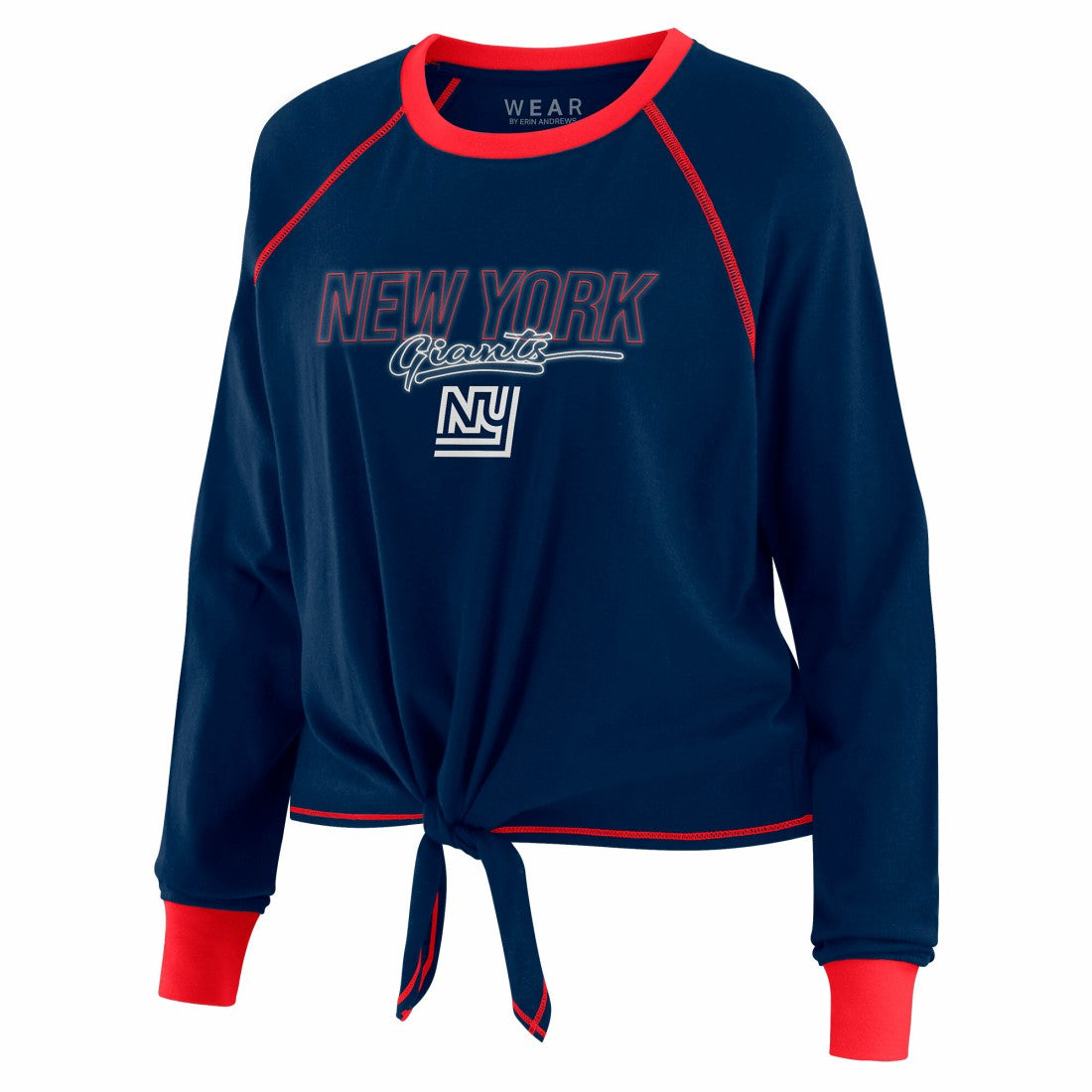 WEAR by Erin Andrews Women's Tie-Front Long Sleeve T-Shirt - New York Giants T-shirts