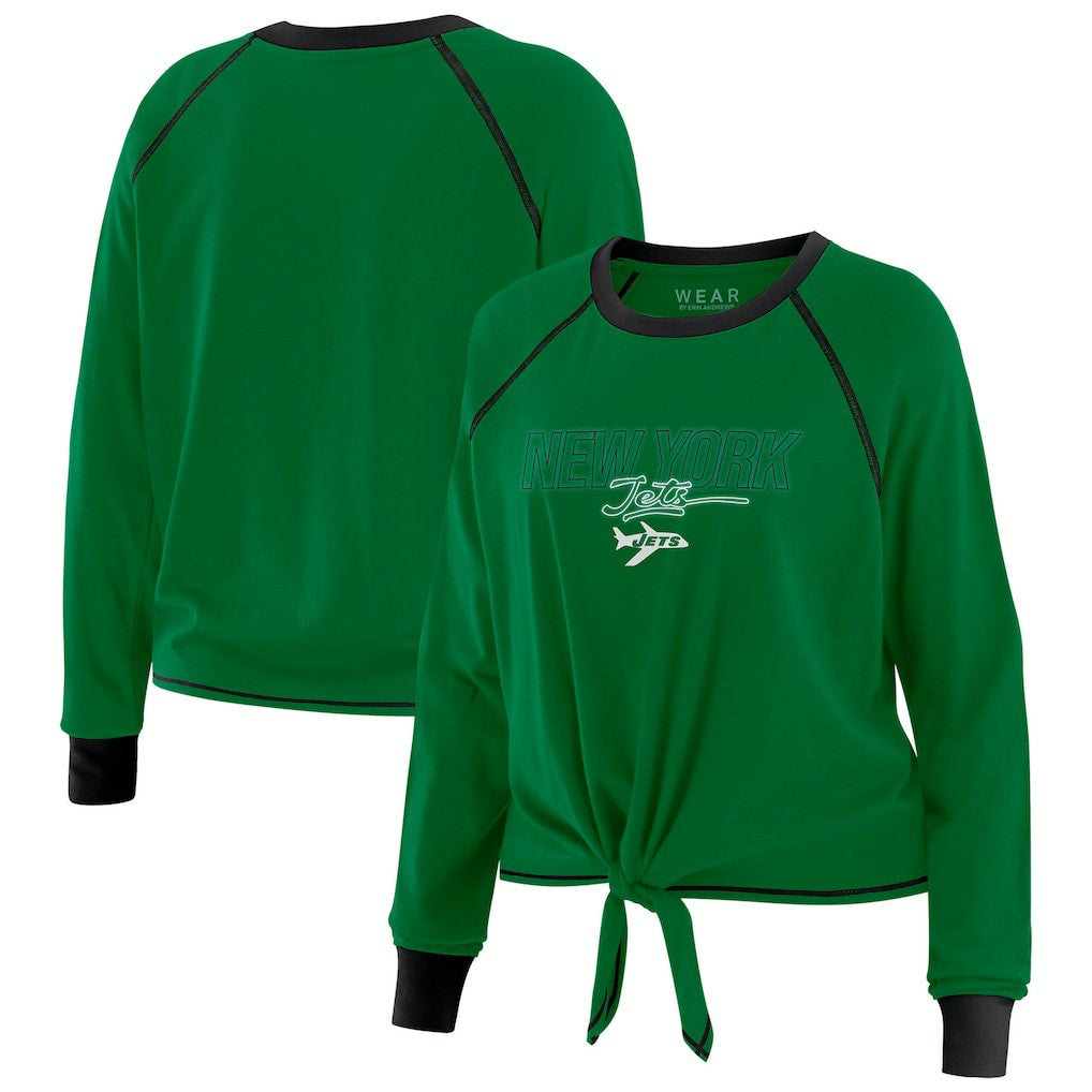 WEAR by Erin Andrews Women's Tie-Front Long Sleeve T-Shirt - New York Jets T-shirts