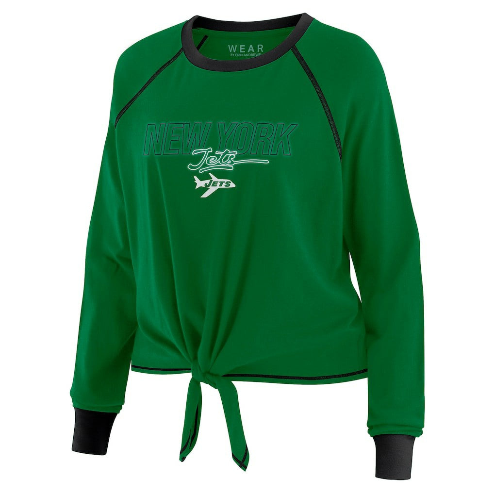 WEAR by Erin Andrews Women's Tie-Front Long Sleeve T-Shirt - New York Jets T-shirts