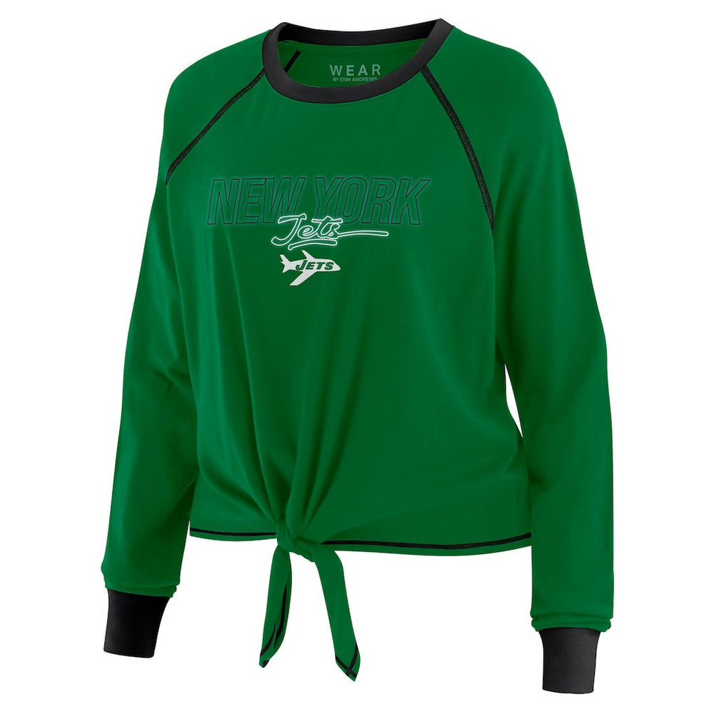 WEAR by Erin Andrews Women's Tie-Front Long Sleeve T-Shirt - New York Jets T-shirts