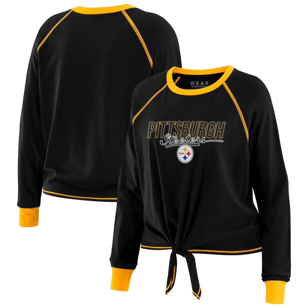 WEAR by Erin Andrews Women's Tie-Front Long Sleeve T-Shirt - Pittsburgh Steelers T-shirts
