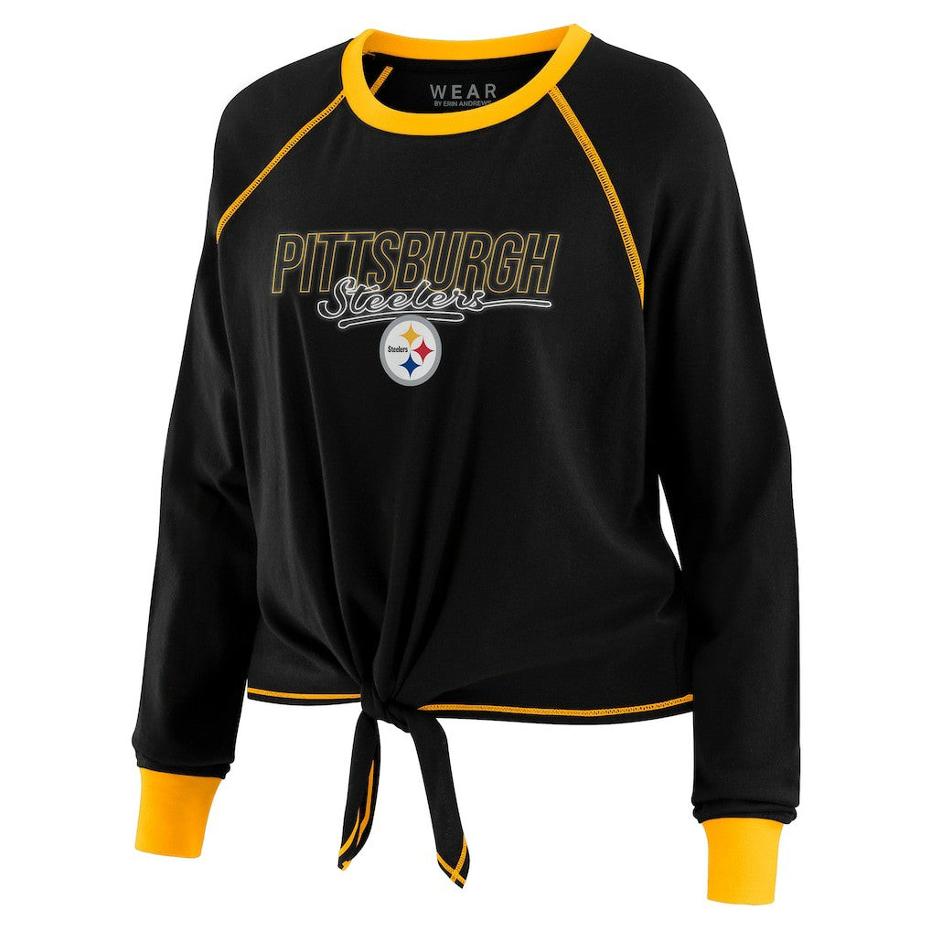 WEAR by Erin Andrews Women's Tie-Front Long Sleeve T-Shirt - Pittsburgh Steelers T-shirts