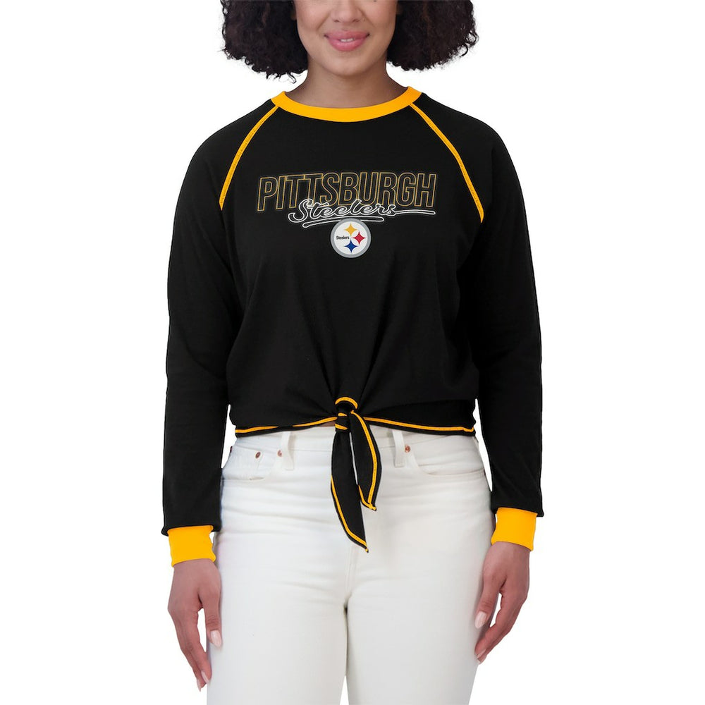 WEAR by Erin Andrews Women's Tie-Front Long Sleeve T-Shirt - Pittsburgh Steelers T-shirts