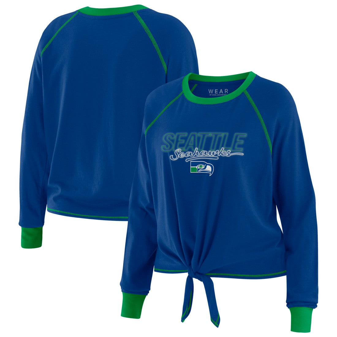 WEAR by Erin Andrews Women's Tie-Front Long Sleeve T-Shirt - Seattle Seahawks T-shirts