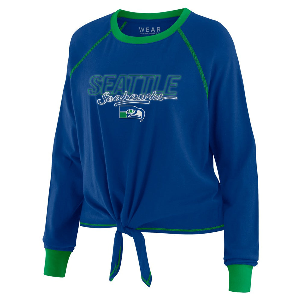 WEAR by Erin Andrews Women's Tie-Front Long Sleeve T-Shirt - Seattle Seahawks T-shirts