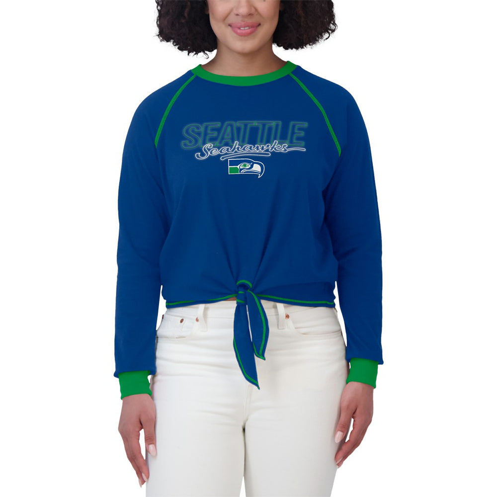 WEAR by Erin Andrews Women's Tie-Front Long Sleeve T-Shirt - Seattle Seahawks T-shirts