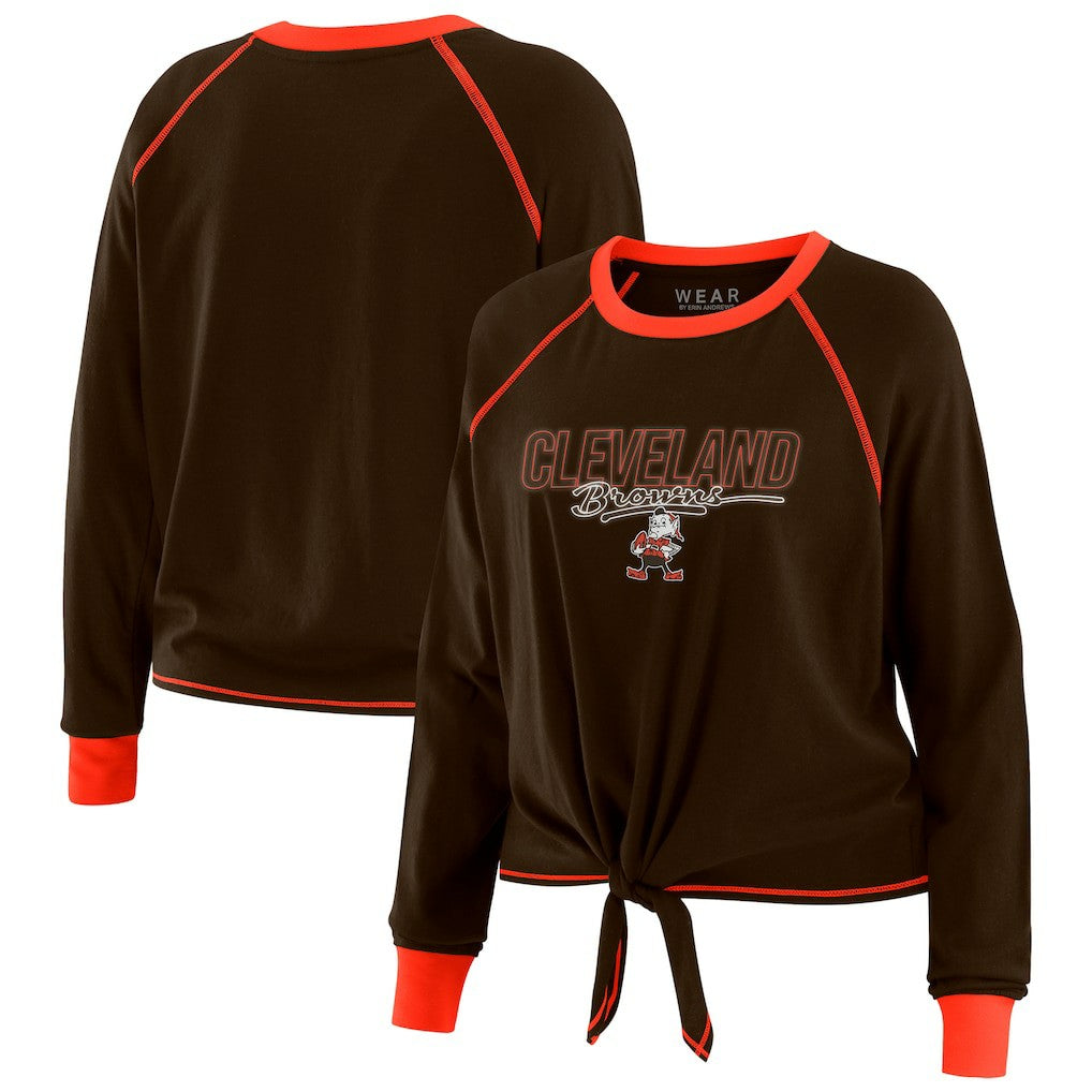 WEAR by Erin Andrews Women's Tie-Front Long Sleeve T-Shirt - Cleveland Browns T-shirts