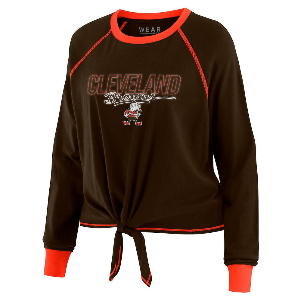 WEAR by Erin Andrews Women's Tie-Front Long Sleeve T-Shirt - Cleveland Browns T-shirts
