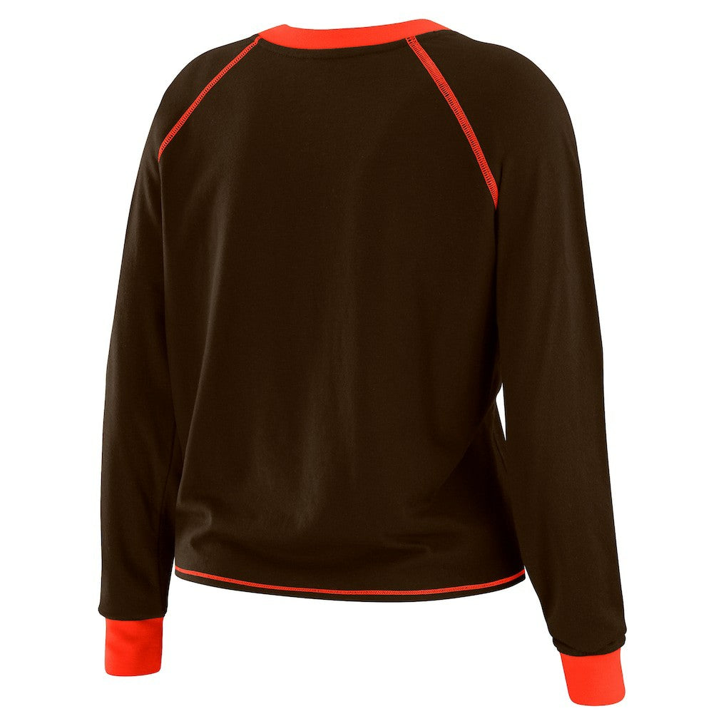 WEAR by Erin Andrews Women's Tie-Front Long Sleeve T-Shirt - Cleveland Browns T-shirts