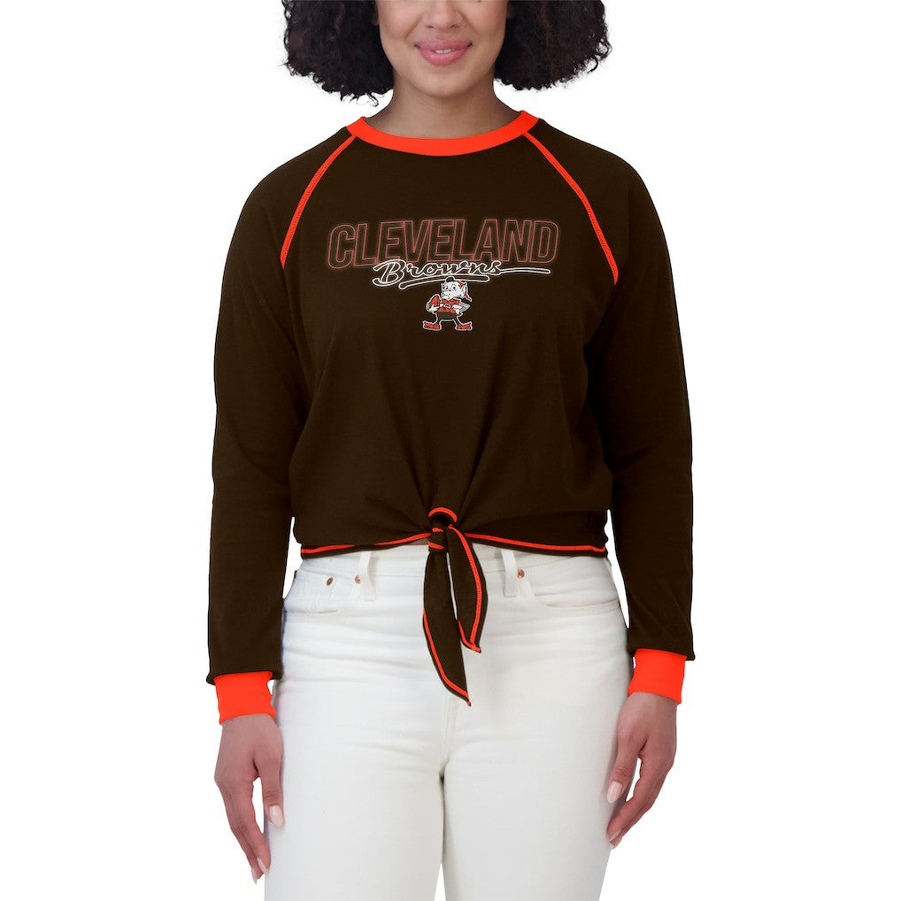 WEAR by Erin Andrews Women's Tie-Front Long Sleeve T-Shirt - Cleveland Browns T-shirts