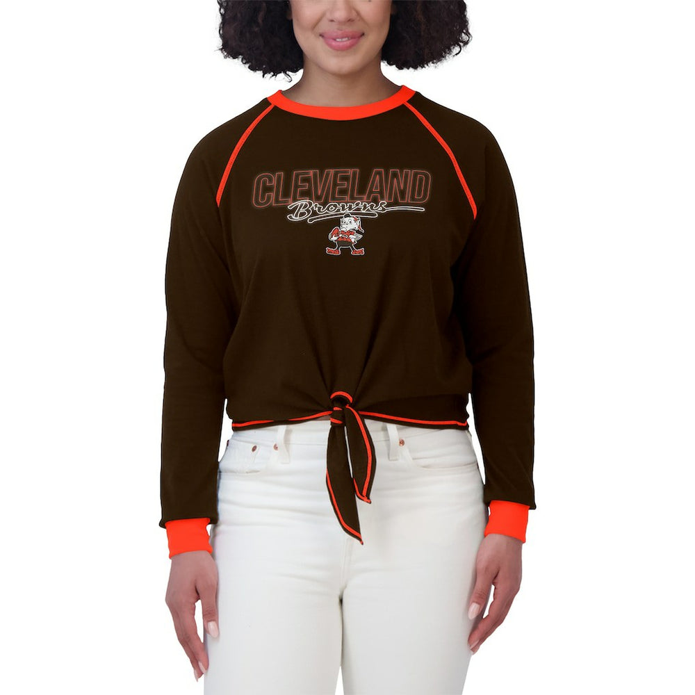 WEAR by Erin Andrews Women's Tie-Front Long Sleeve T-Shirt - Cleveland Browns T-shirts