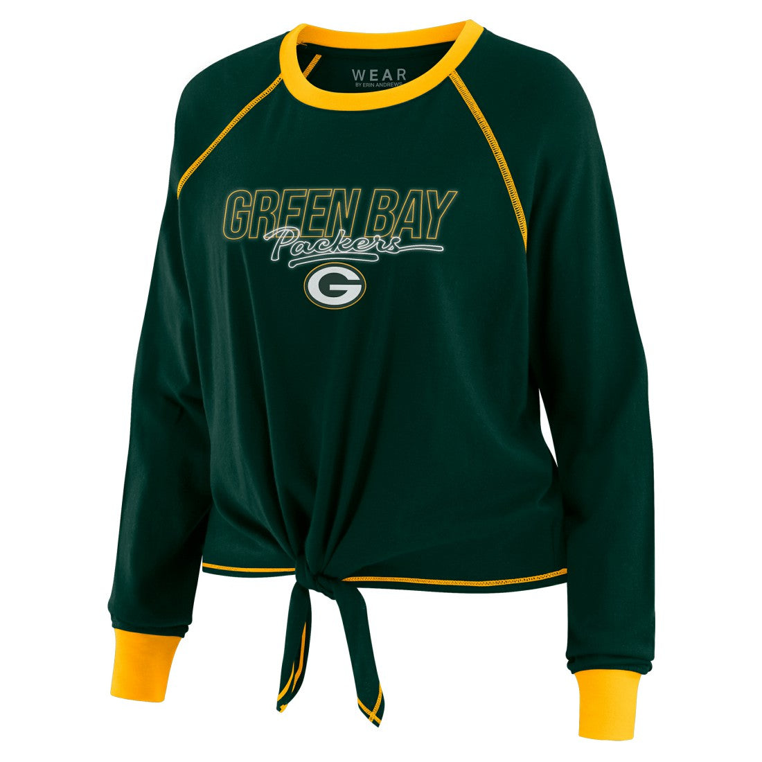 WEAR by Erin Andrews Women's Tie-Front Long Sleeve T-Shirt - Green Bay Packers T-shirts