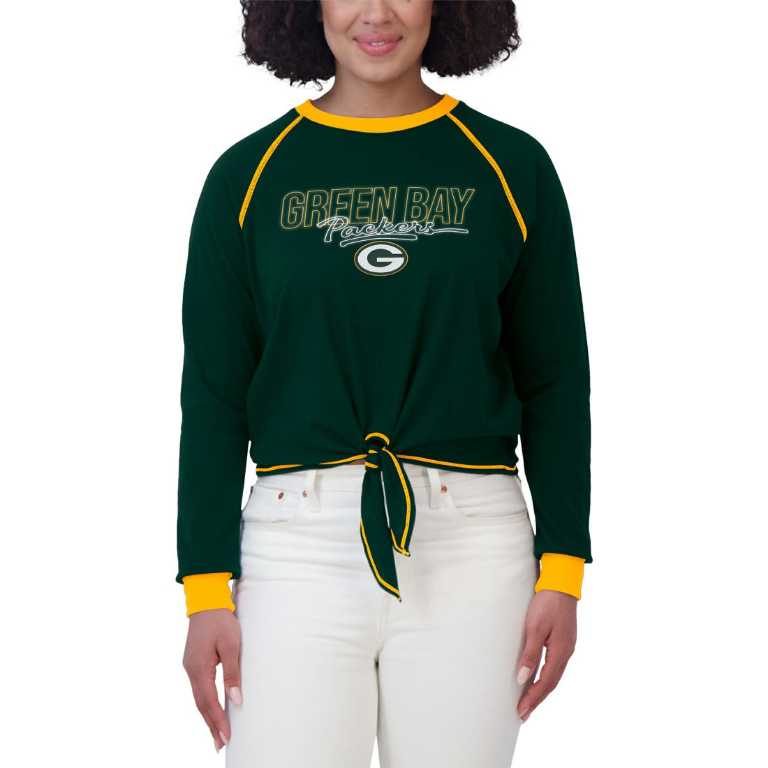 WEAR by Erin Andrews Women's Tie-Front Long Sleeve T-Shirt - Green Bay Packers T-shirts