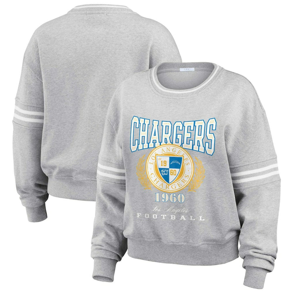 WEAR by Erin Andrews Women's Cropped Pullover Sweatshirt - Los Angeles Chargers Pullover
